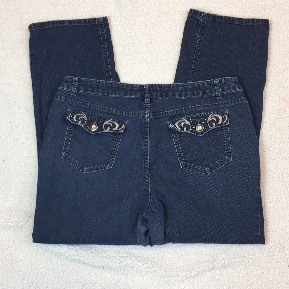 Christopher & banks bootcut embellished flap pocket jeans size 16 - Picture 2 of 6